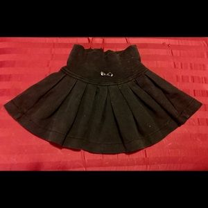 Lili Gaufrette Black cotton kilt skirt, 3T